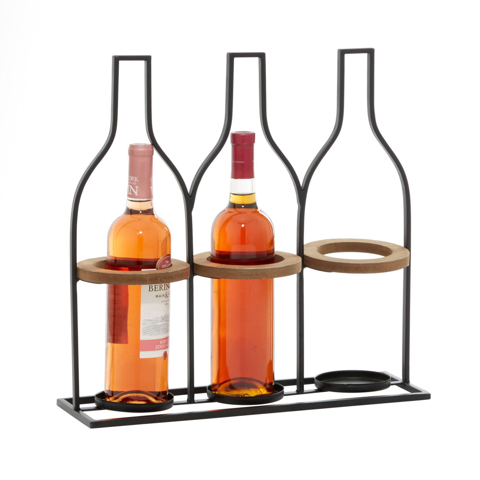 16" Black Metal Farmhouse Wine Rack